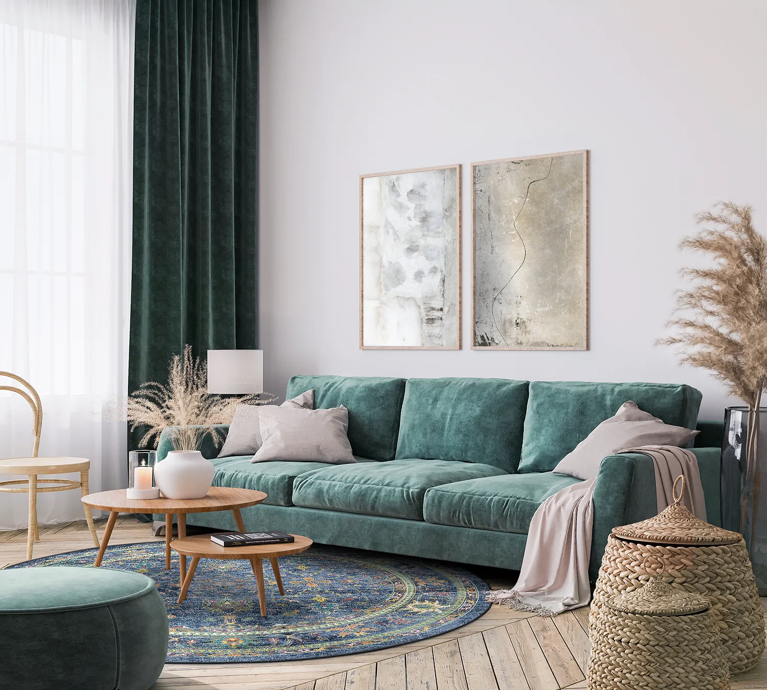 Rund Teppich - Livley (dunkelblau)