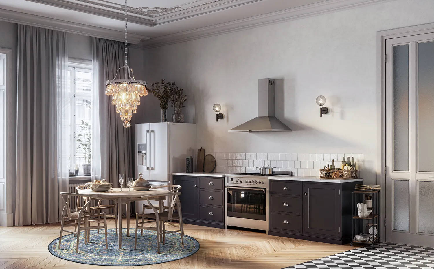 Rund Teppich - Livley (dunkelblau)