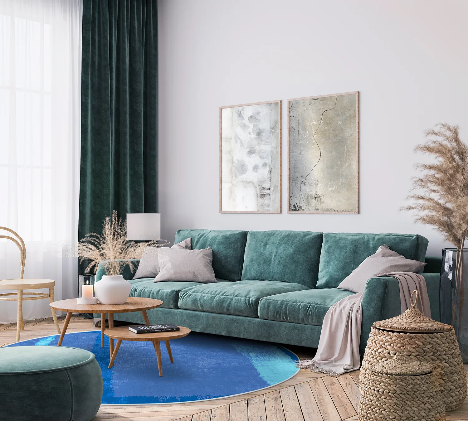 Rund Teppich - Asti (blau)