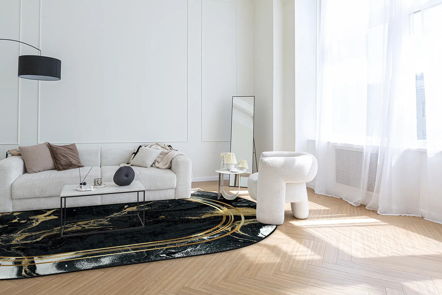 Tapis ovale - Emery (noir)