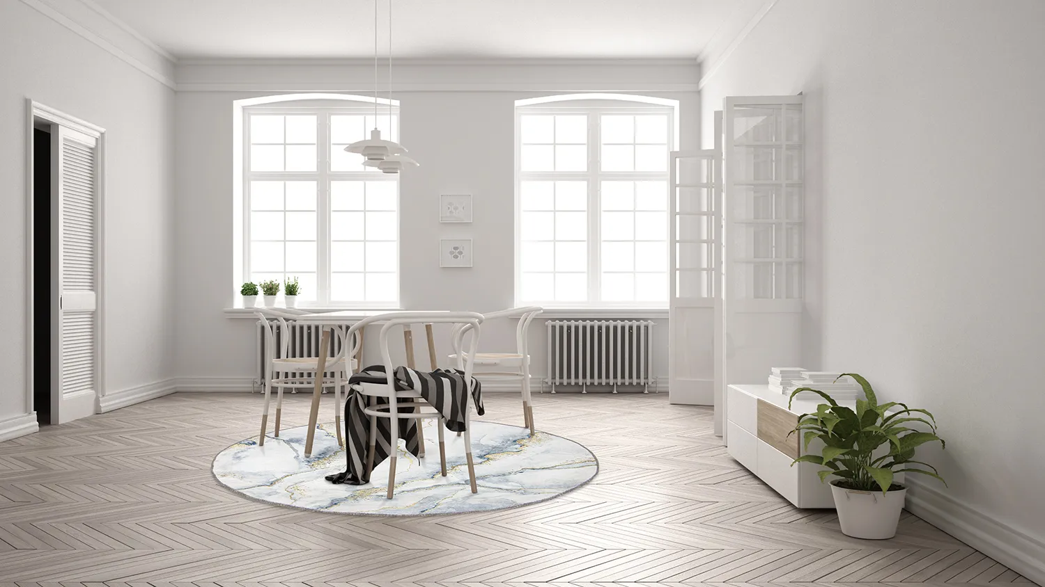 Rund Teppich - Genova (weiß)