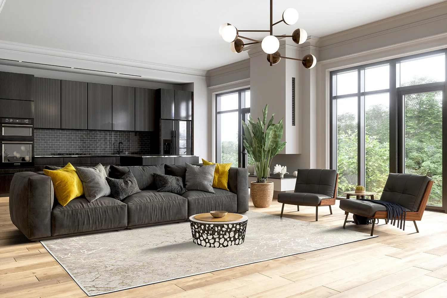 Tapis Wilton - Zaria (marron clair/doré)