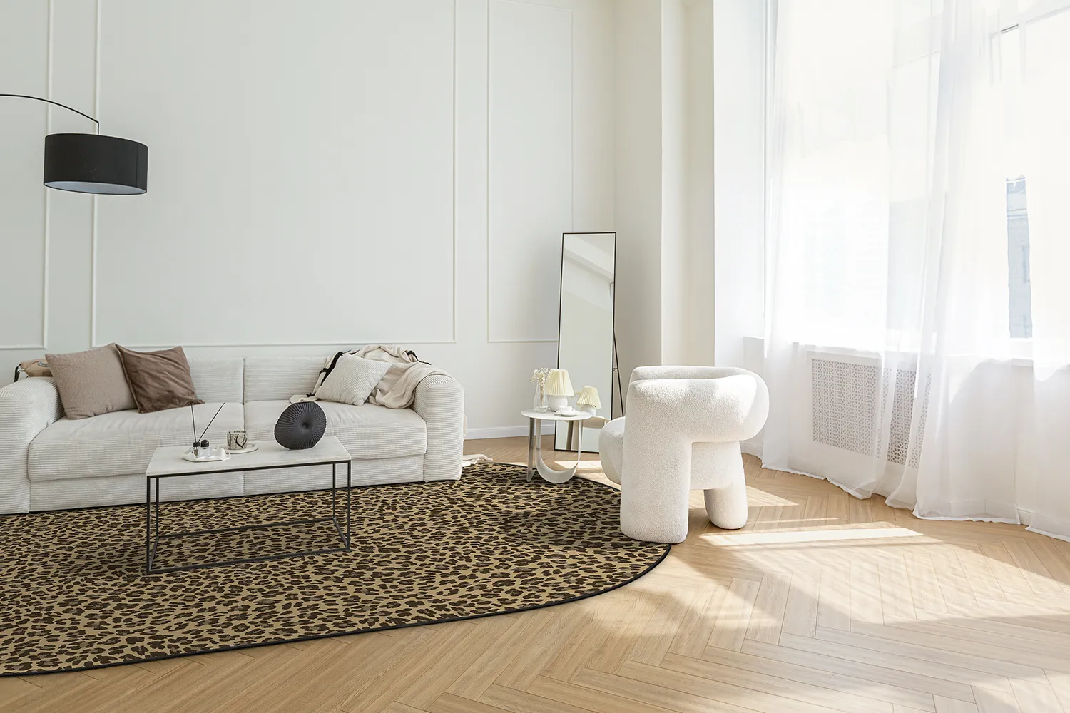 Tapis ovale - Leopard (marron)