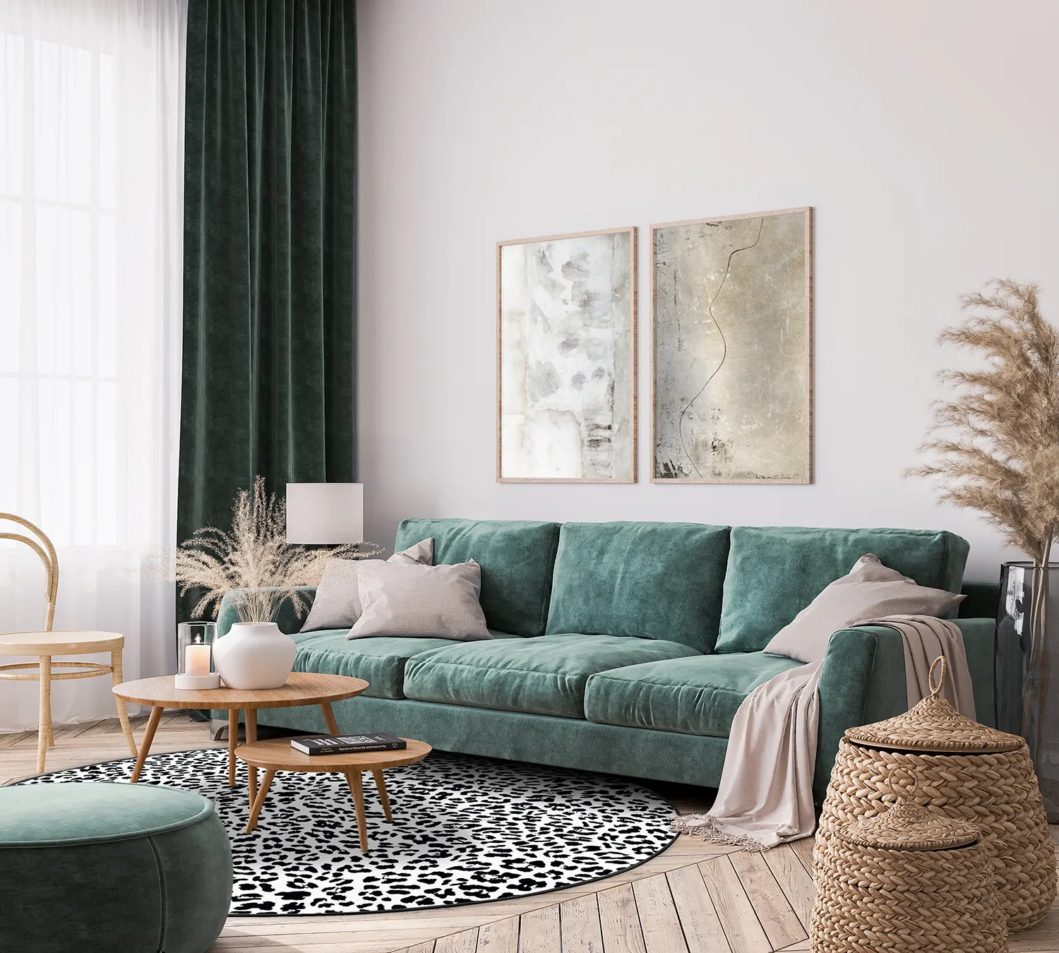 Runde Teppiche - Leopard (schwarz/weiß)