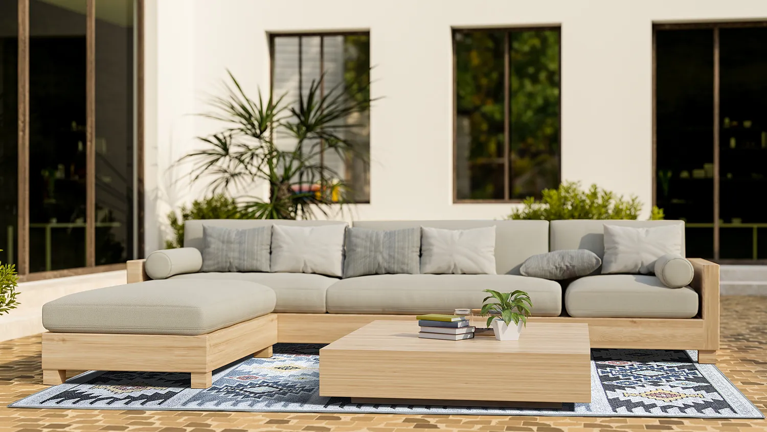 Teppich für innen und außen - Sahara (blau/multi)