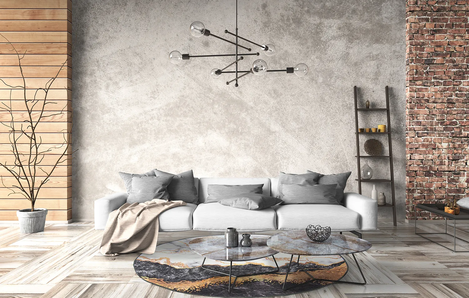 Rund Teppich - Padova (anthrazit/orange)