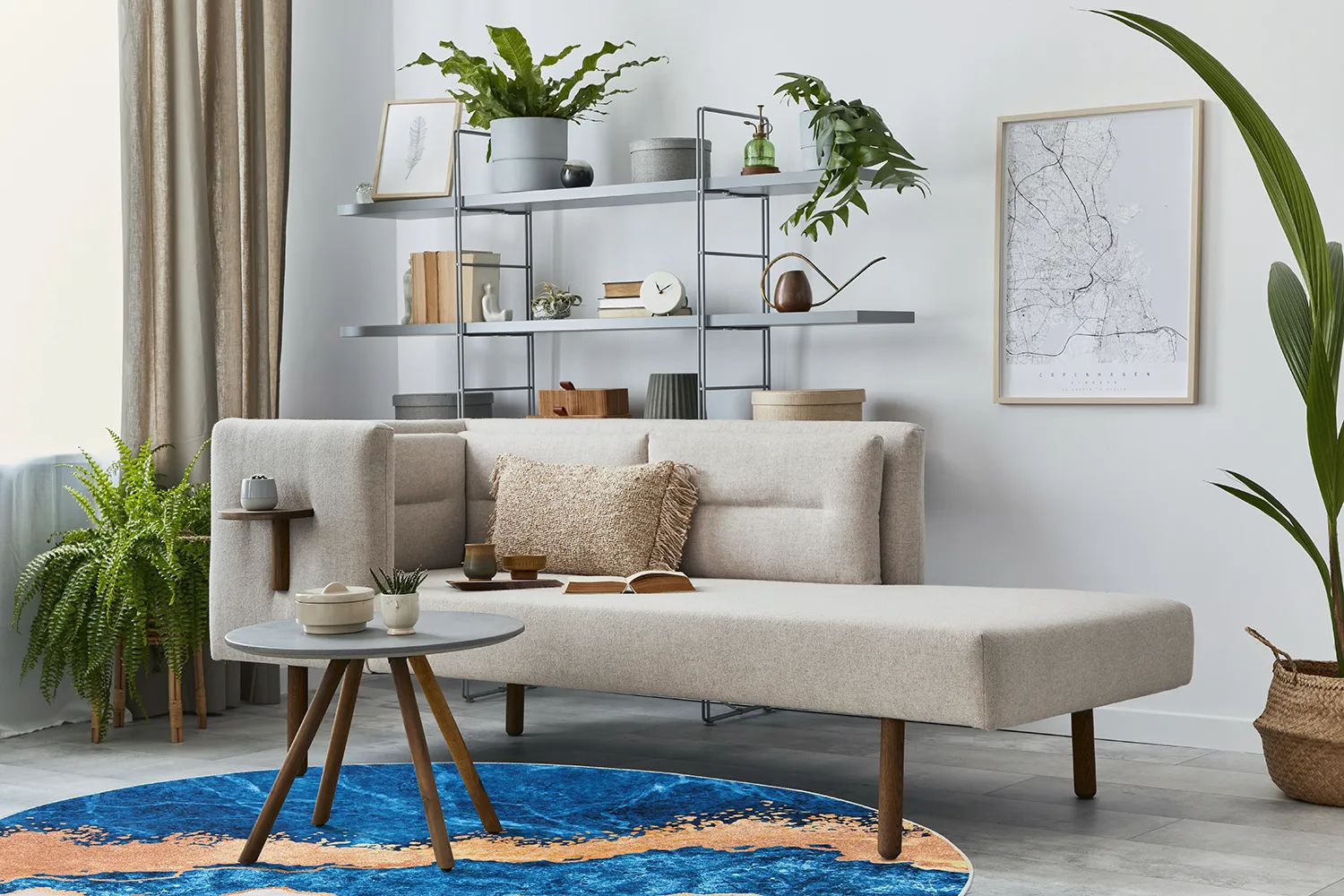 Tapis rond - Padova (bleu/orange)