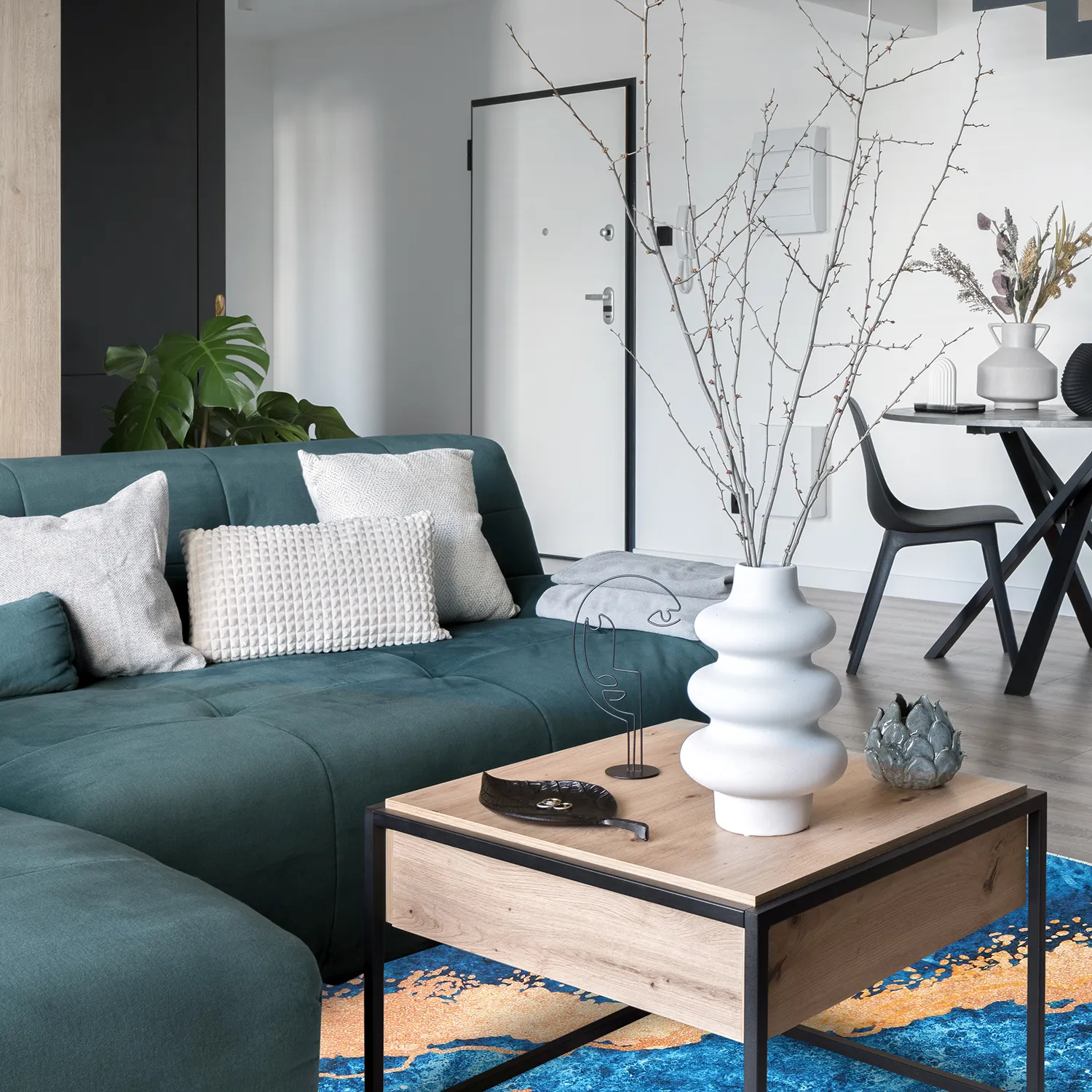 Tapis rond - Padova (bleu/orange)