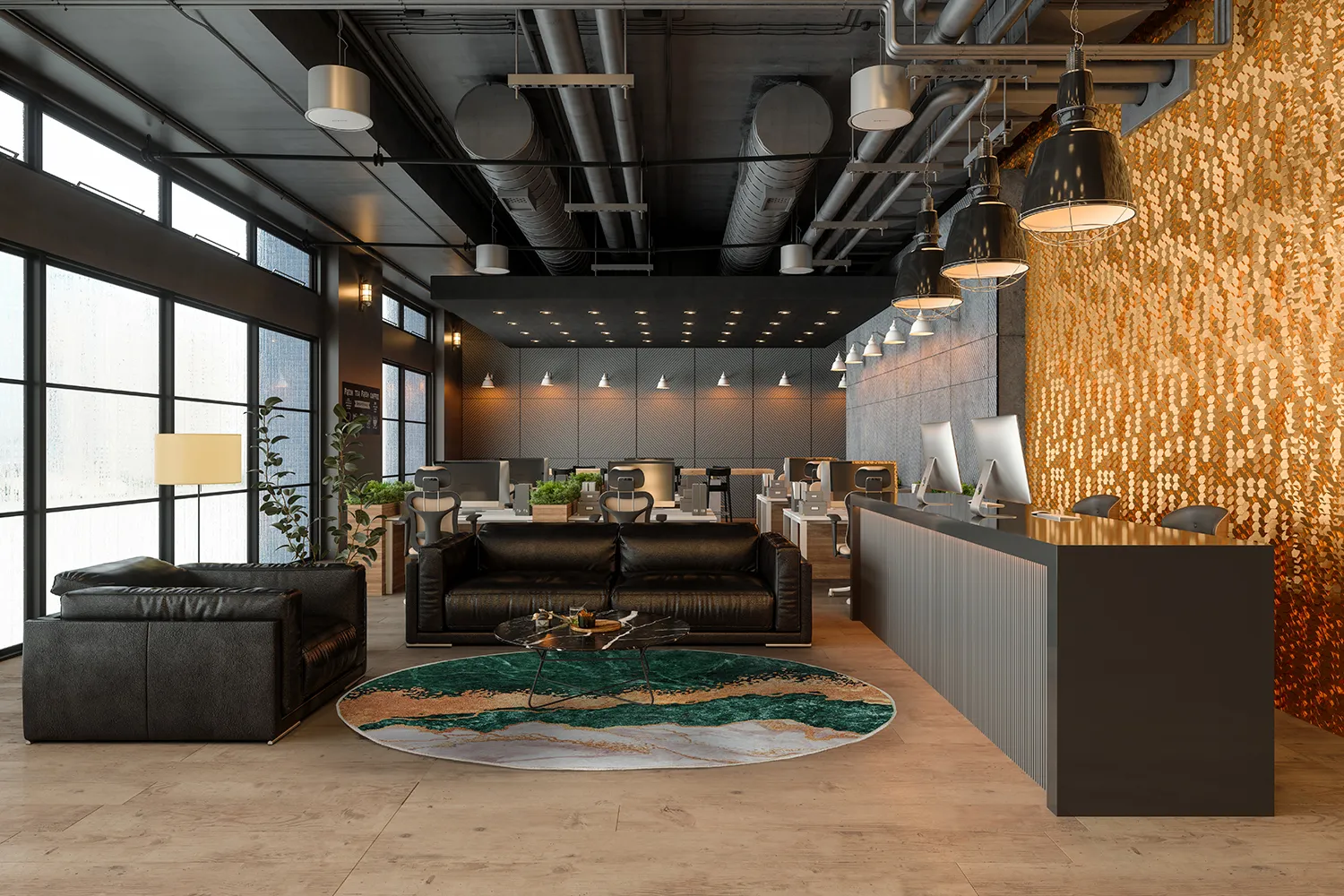 Tapis rond - Padova (vert/orange)