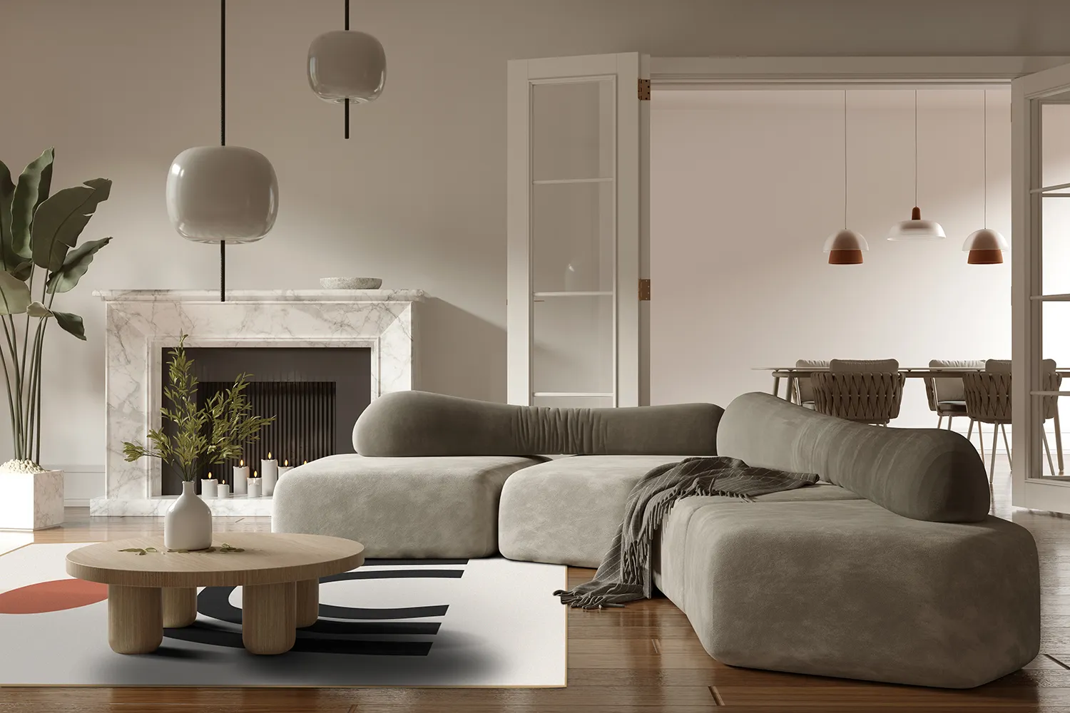 Wilton-Teppich - Rochelle (beige/schwarz/orange)