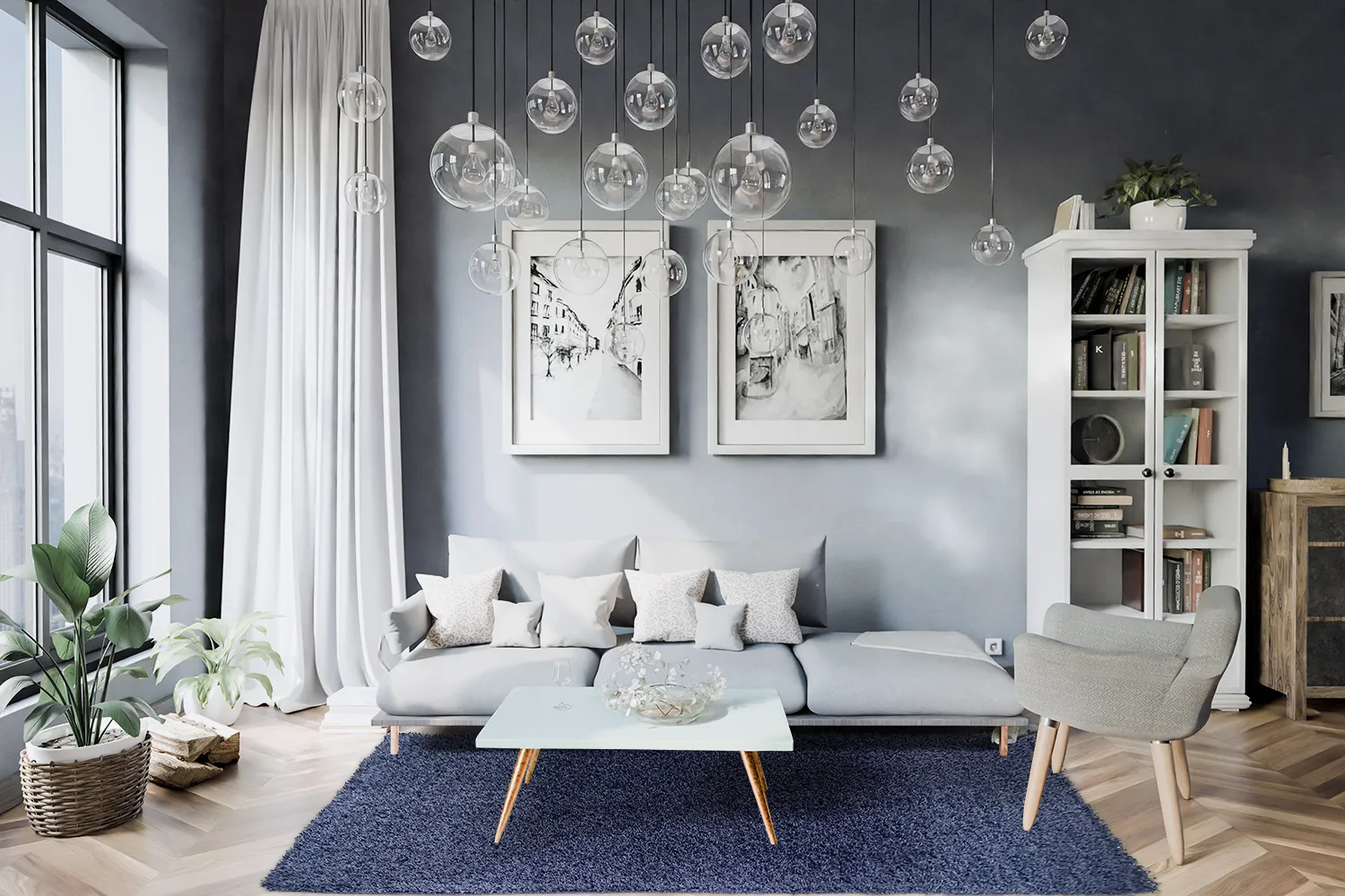 Hochflorteppiche - Zoe (dunkelblau)