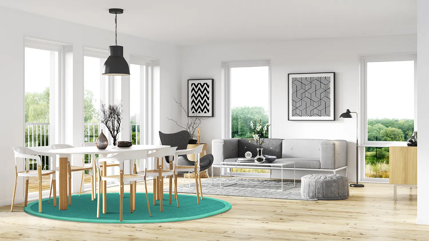 Rund Teppich (sisal) - Agave (smaragdgrün)