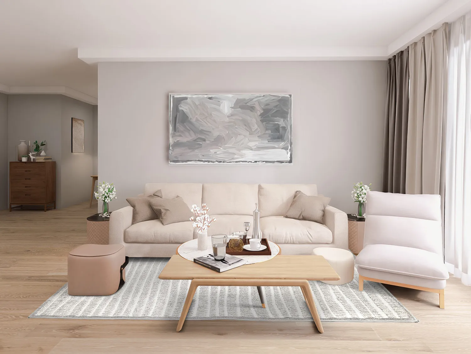 Shaggy Indoor-Outdoor - Kendall (cream/grau)