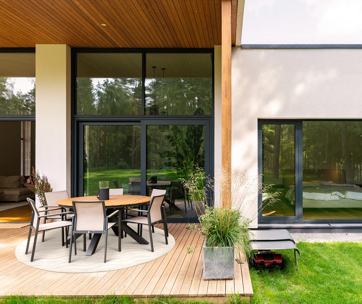 Tapis rond - Intérieur/Extérieur Baltimore (crème)