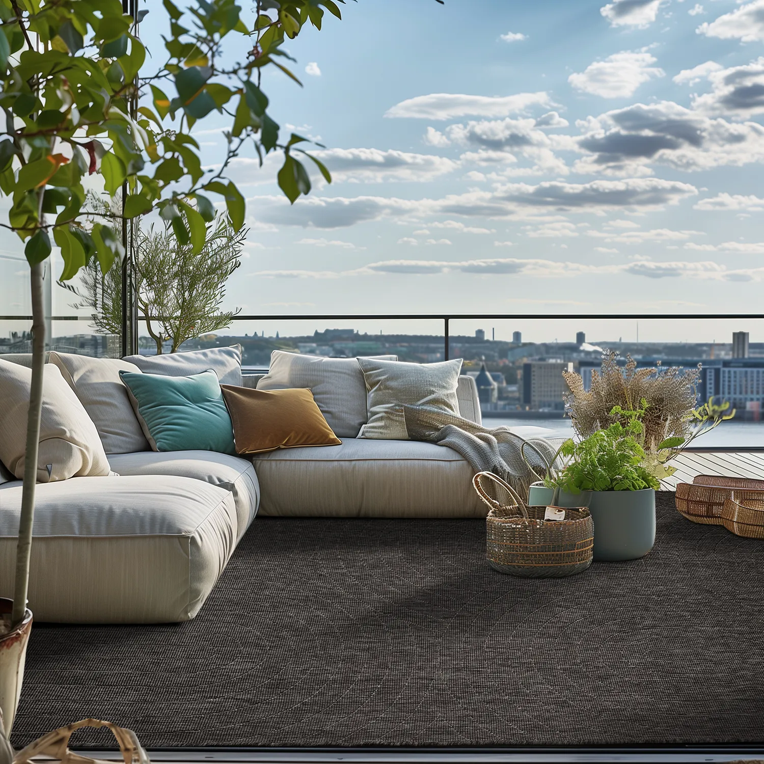 Teppich für innen und außen - Hayden (schwarz)