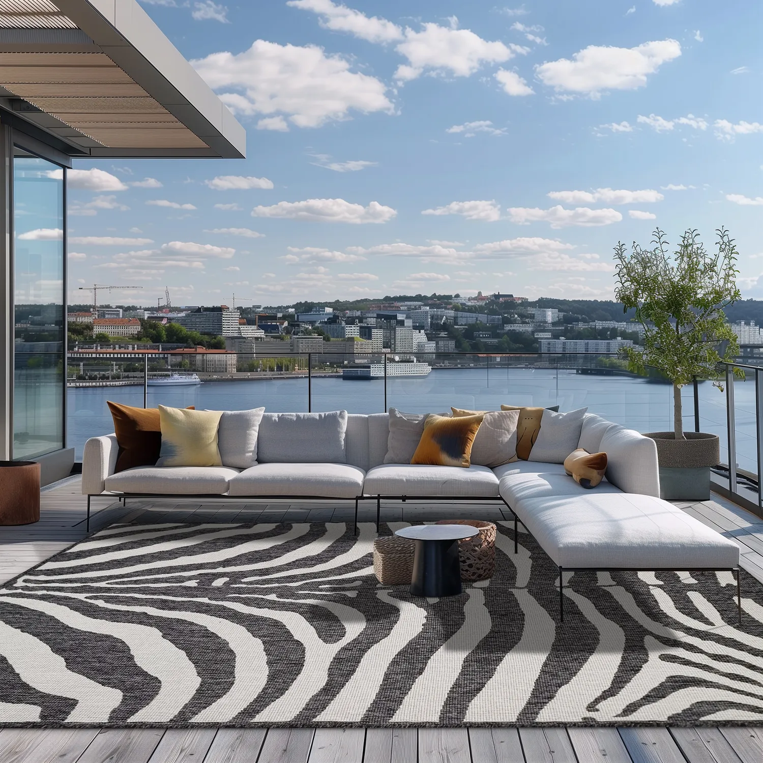 Teppich für innen und außen - Winona (schwarz)