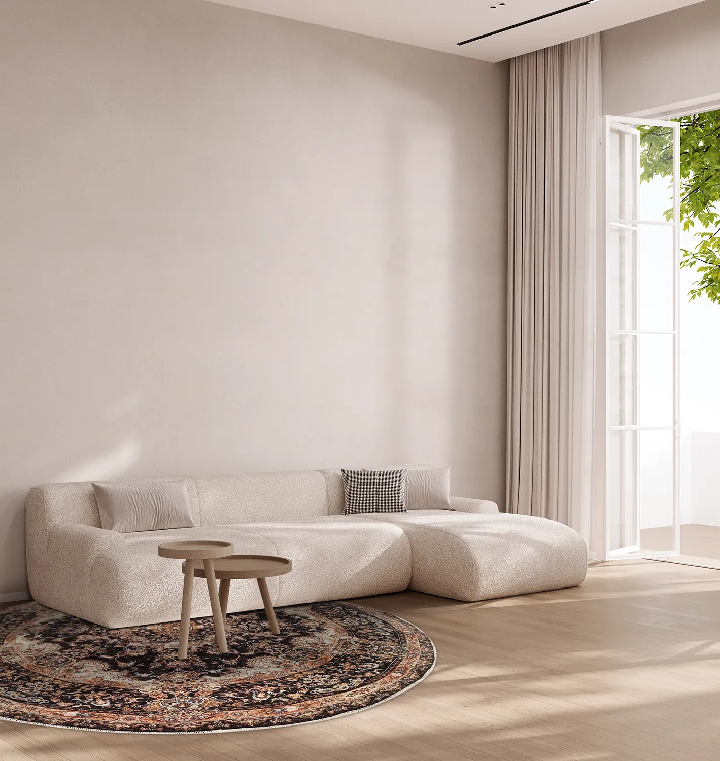 Rund Teppich - Vakifli (schwarz/multi)