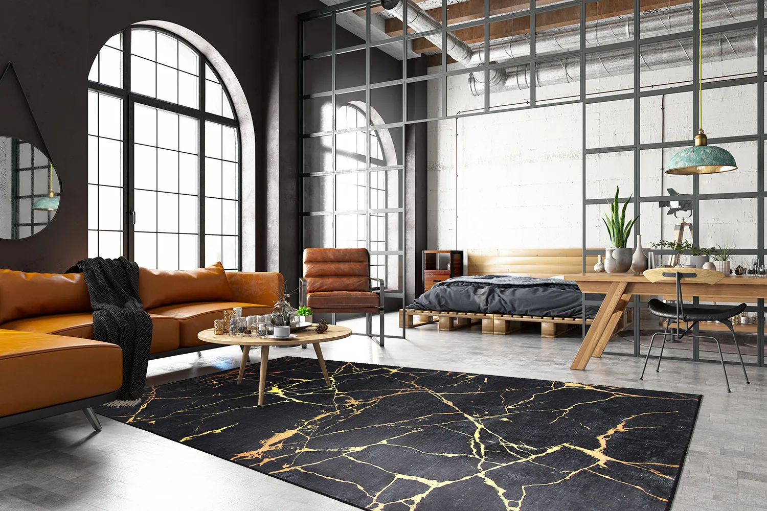 Wilton-Teppich - Vieste (schwarz/gold)