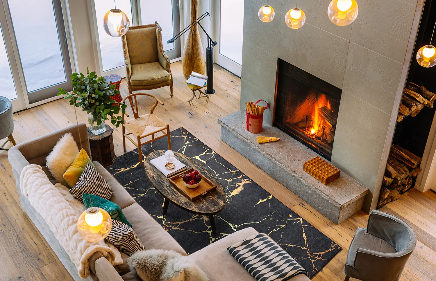 Wilton-Teppich - Vieste (schwarz/gold)