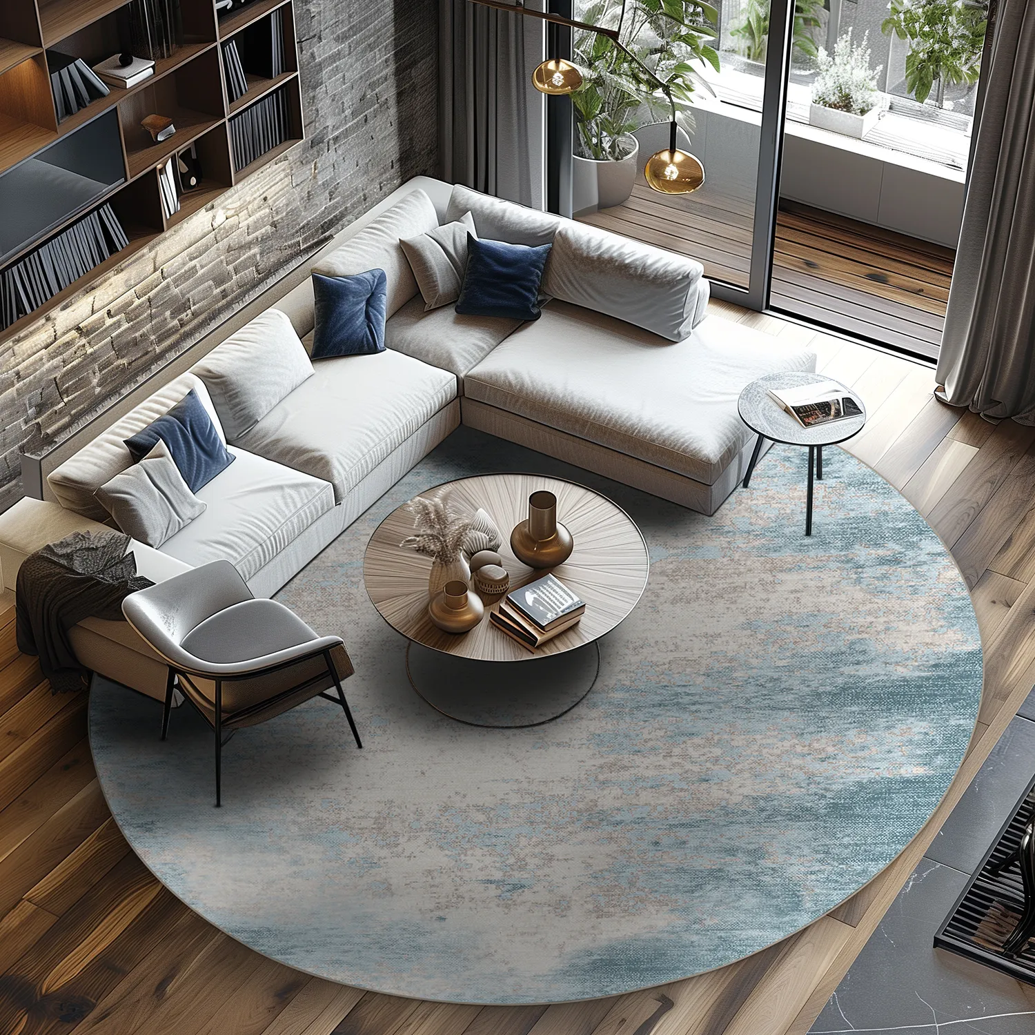 Rund Teppich - Zarzi (blau)