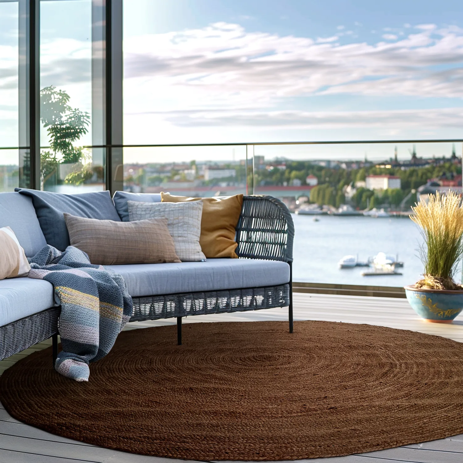 Runder Juteteppich - Amasia (braun)