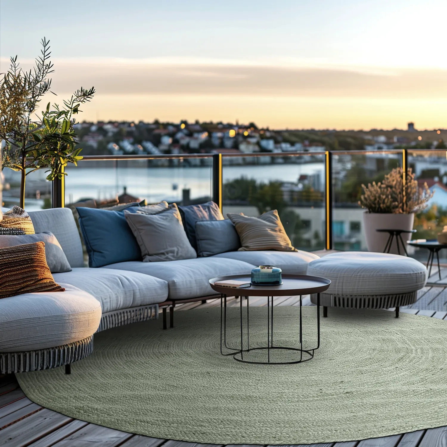 Runder Juteteppich - Amasia (grau)