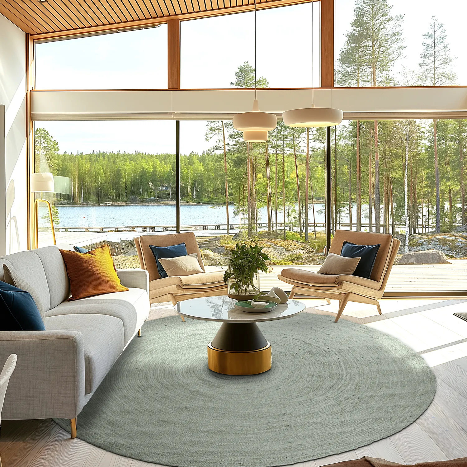 Runder Juteteppich - Amasia (grau)