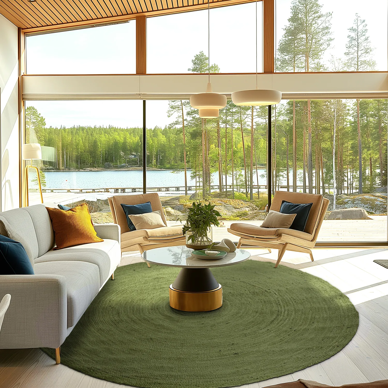 Runder Juteteppich - Amasia (militärgrün)