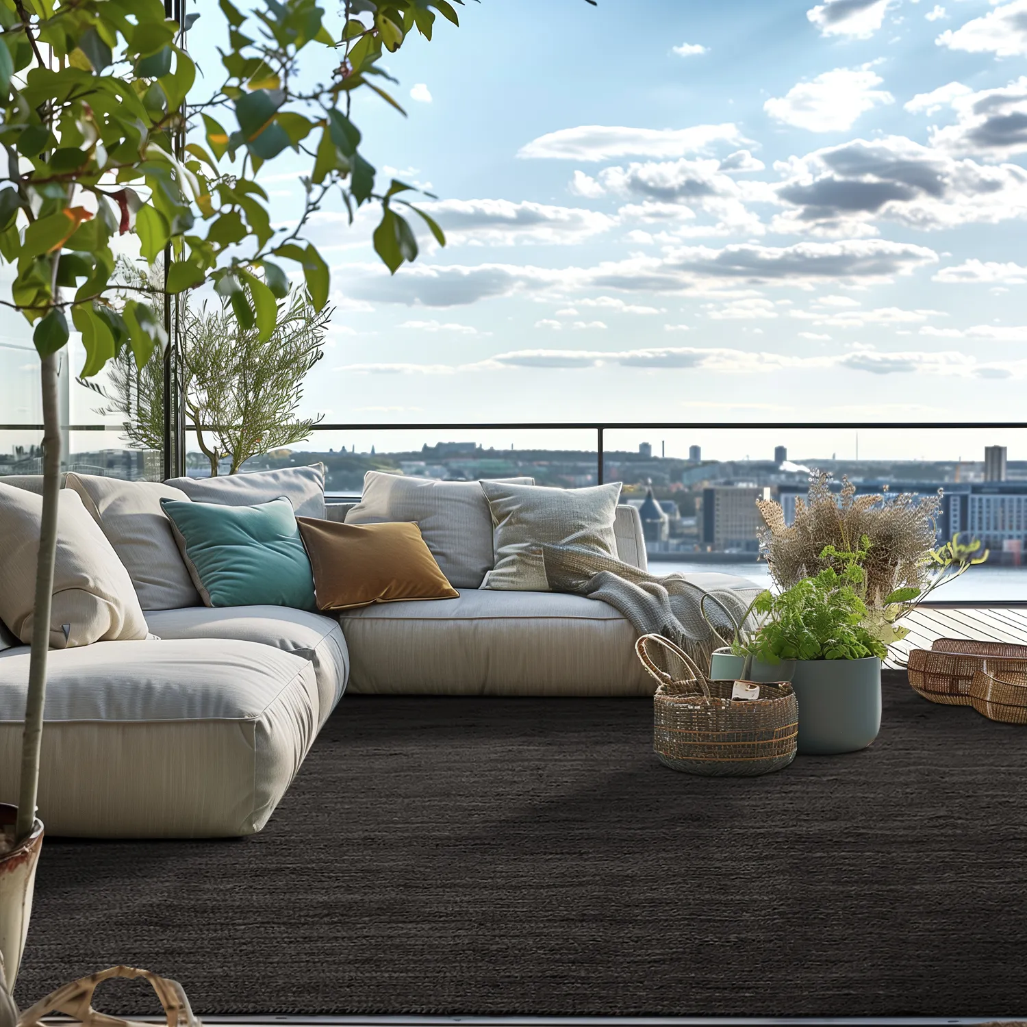 Juteteppich - Amasia (schwarz)