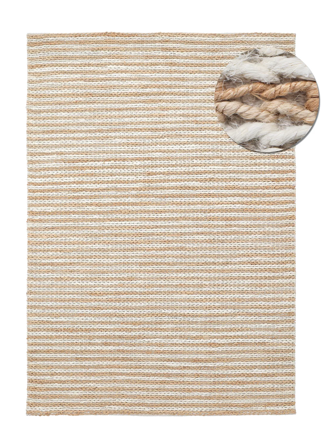Tapis chanvre - Howrah Braided Jute (nature/blanc)