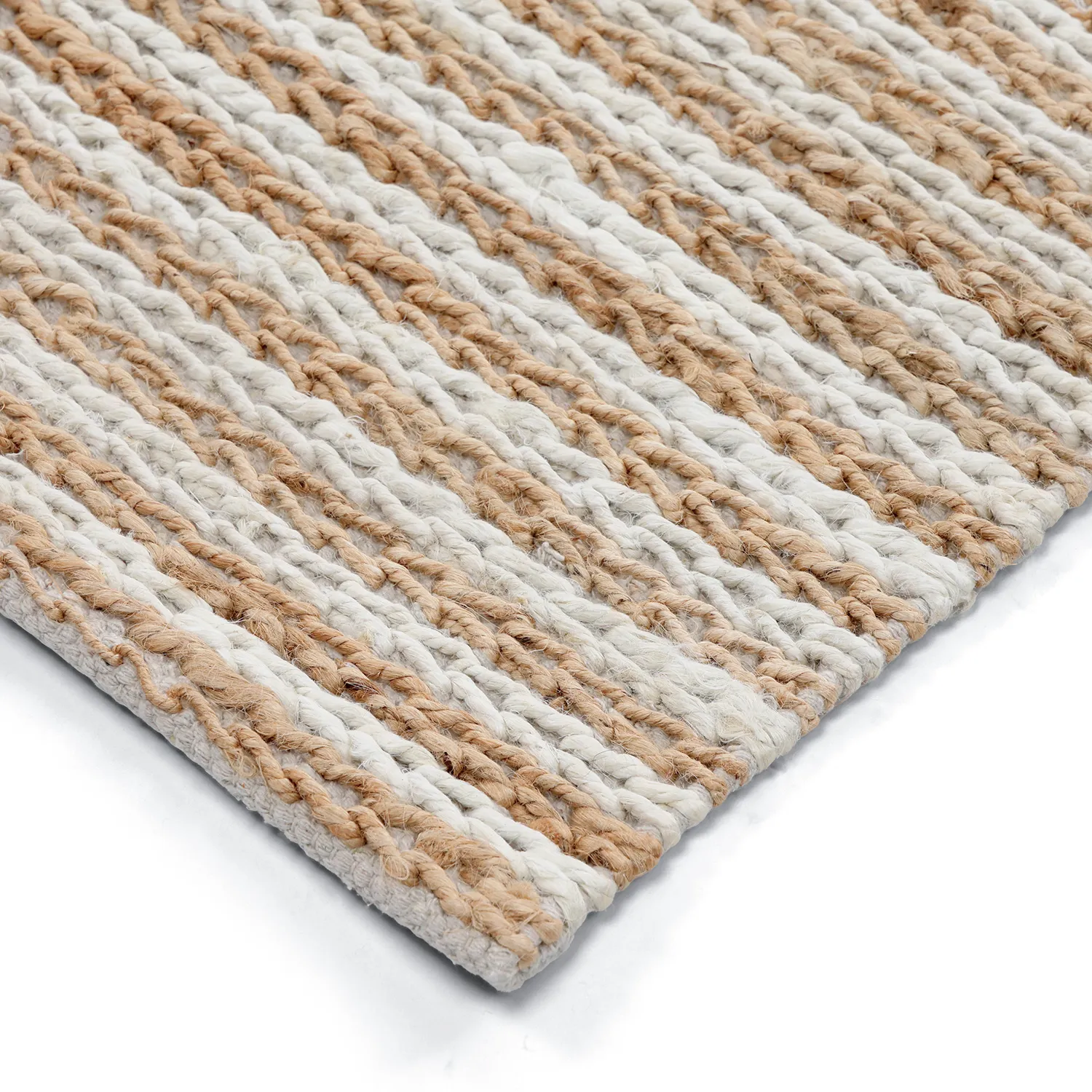 Tapis chanvre - Howrah Braided Jute (nature/blanc)