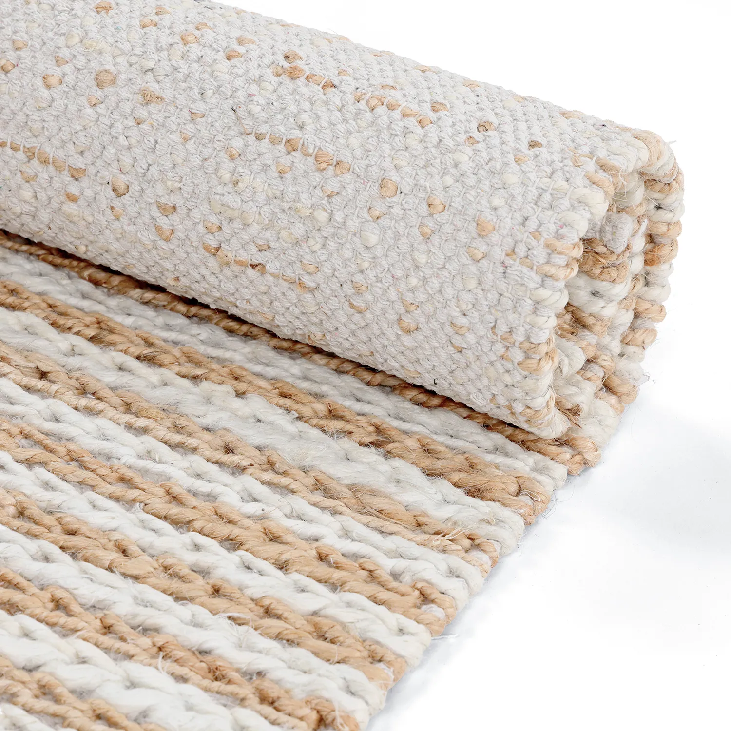 Tapis chanvre - Howrah Braided Jute (nature/blanc)