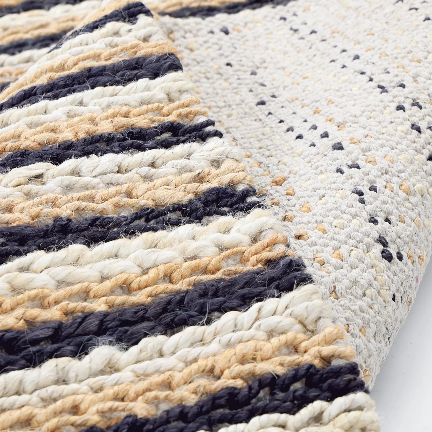 Juteteppich - Howrah Braided Jute (natur/weiß/schwarz)