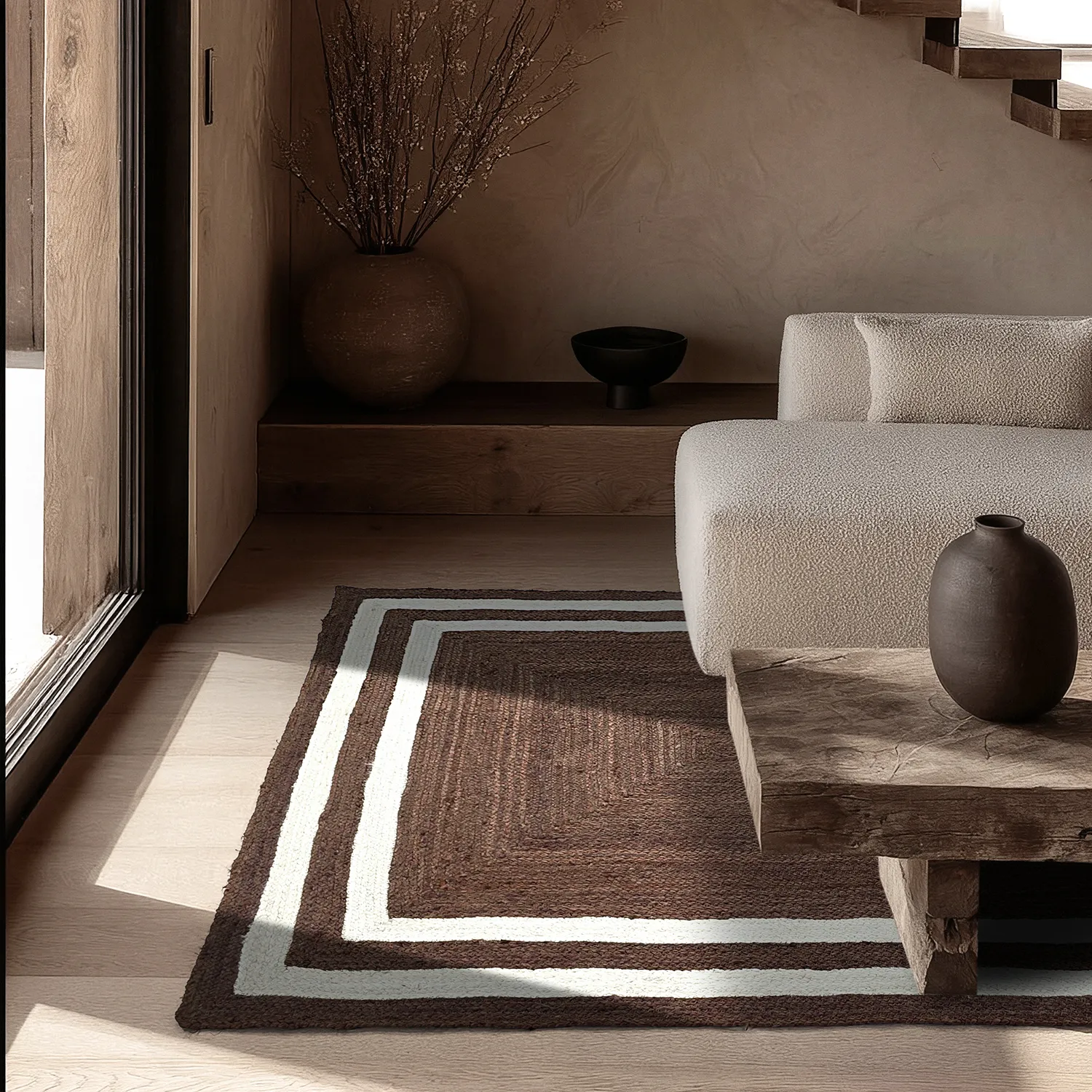 Juteteppich - Jessore (braun/weiß)