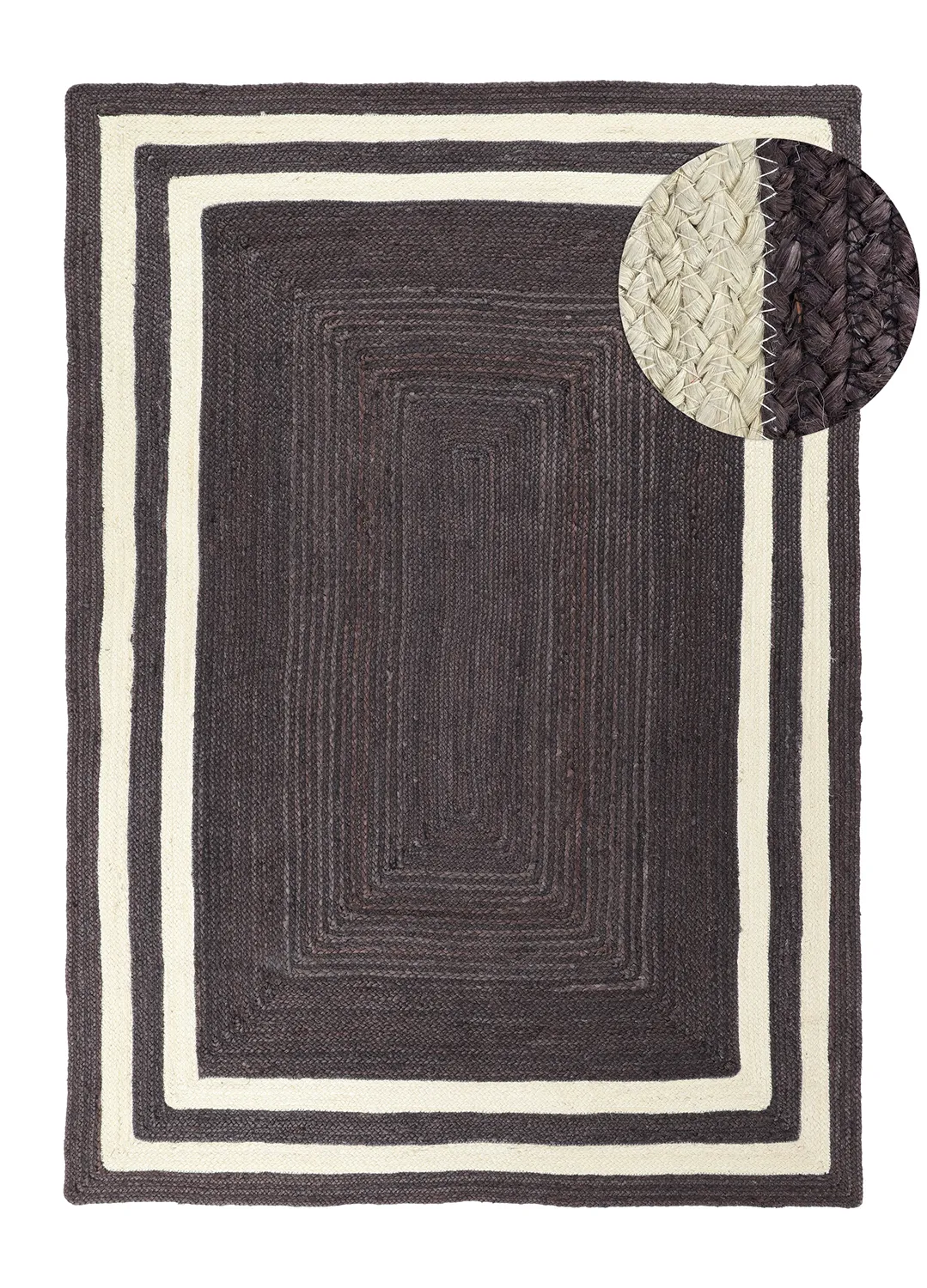 Juteteppich - Jessore (dunkles taupe/weiß)