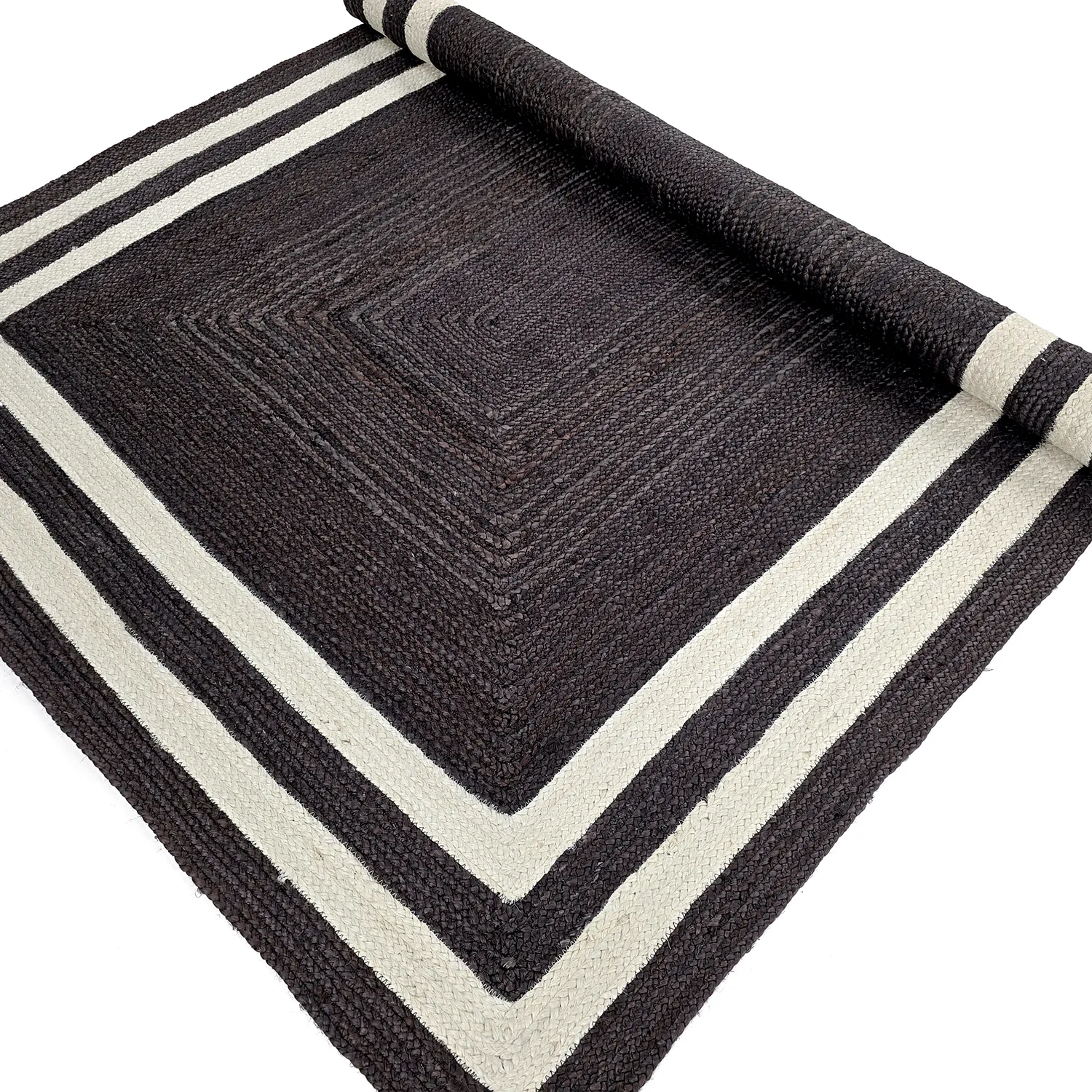 Juteteppich - Jessore (dunkles taupe/weiß)