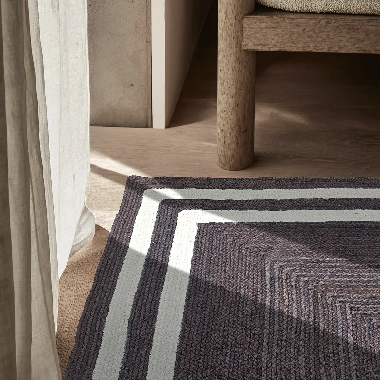 Juteteppich - Jessore (dunkles taupe/weiß)