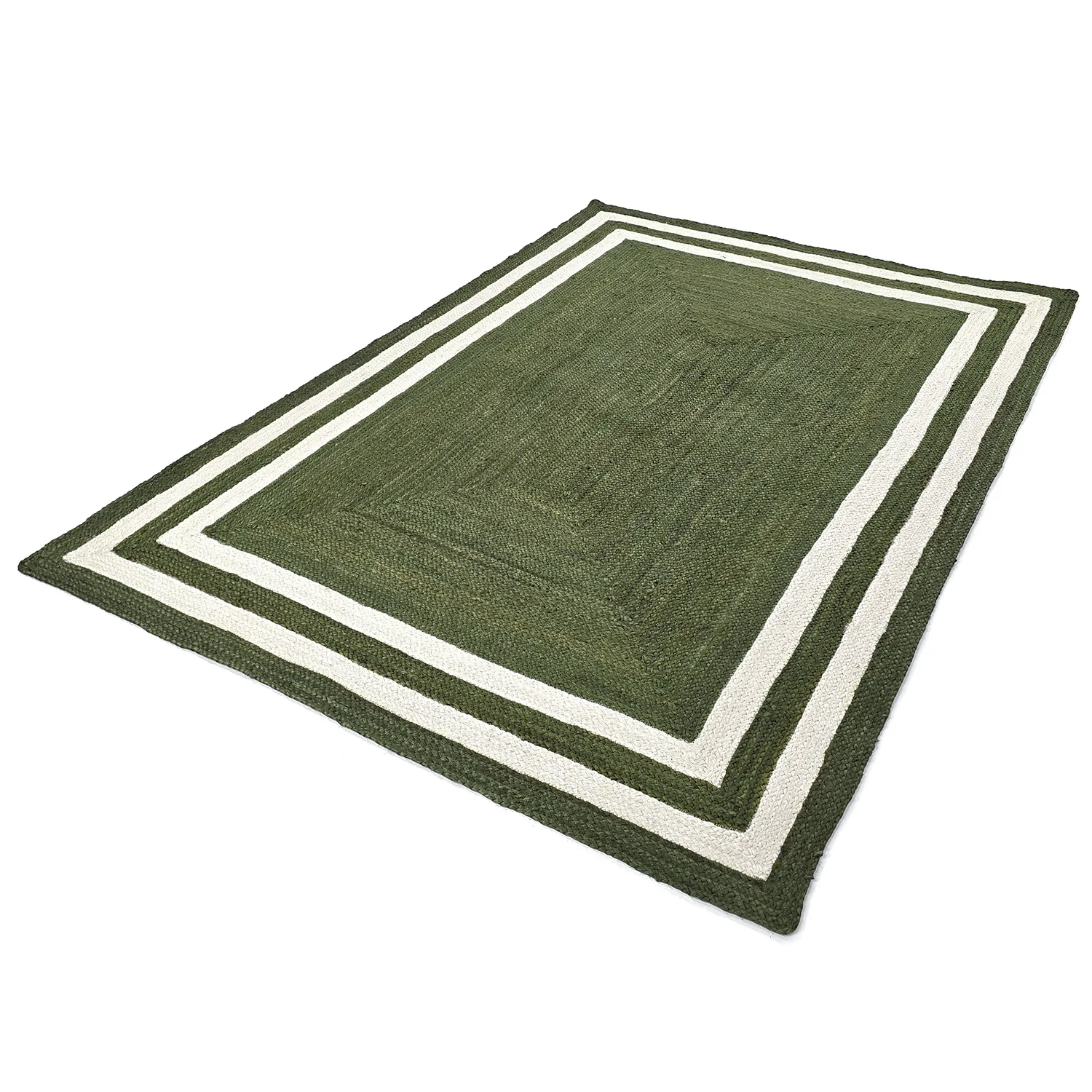 Juteteppich - Jessore (militärgrün/weiß)