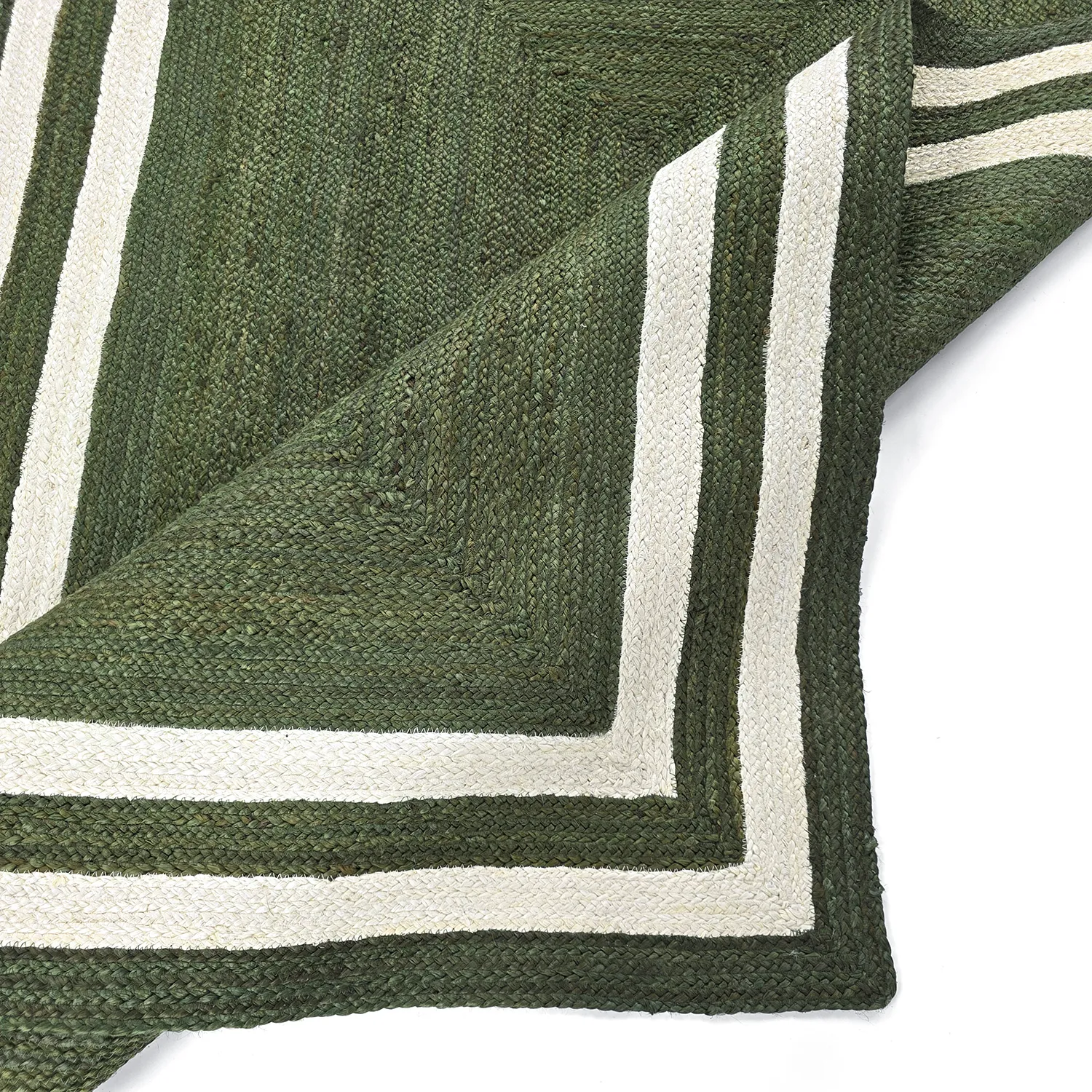 Juteteppich - Jessore (militärgrün/weiß)