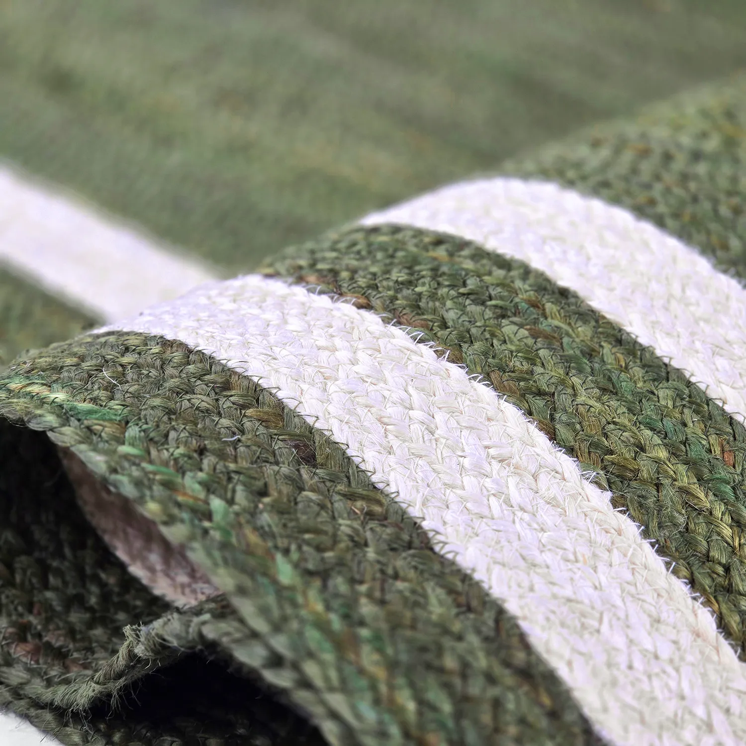 Juteteppich - Jessore (militärgrün/weiß)