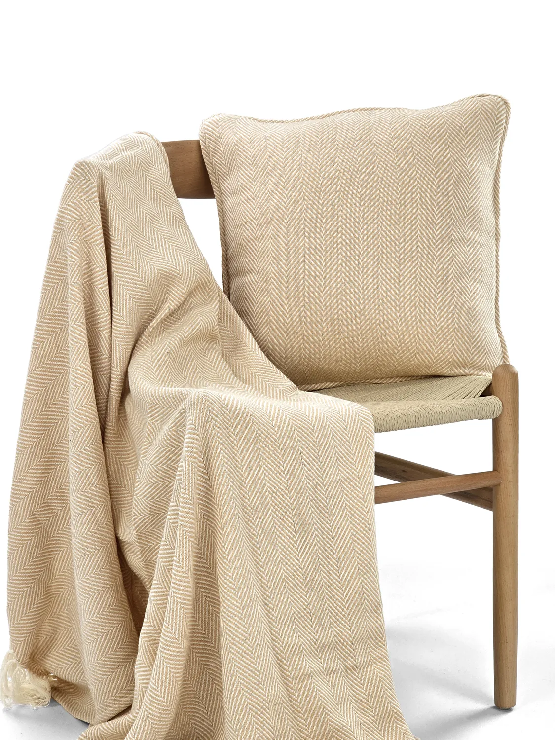 Kissenbezug - Denisa Fishbone (beige/weiß)