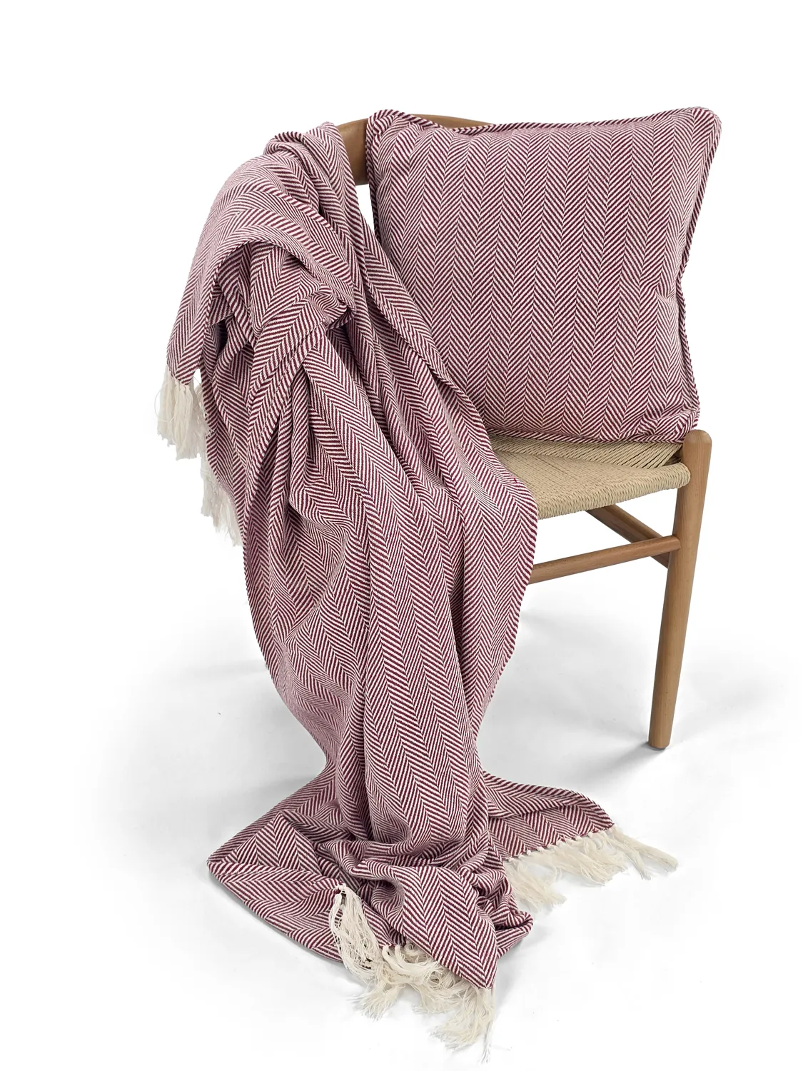 Kissenbezug - Denisa Fishbone (rot/weiß)