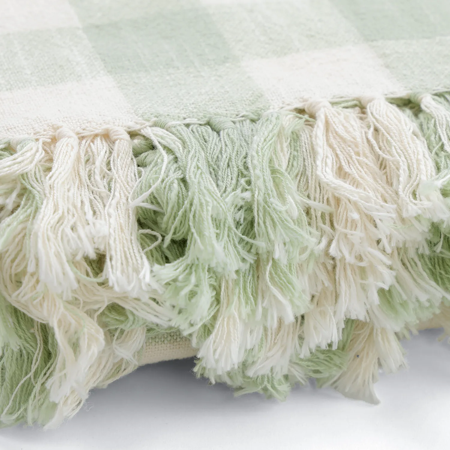 Decken - Isela check cotton throw (cremefarben/hellgrün)