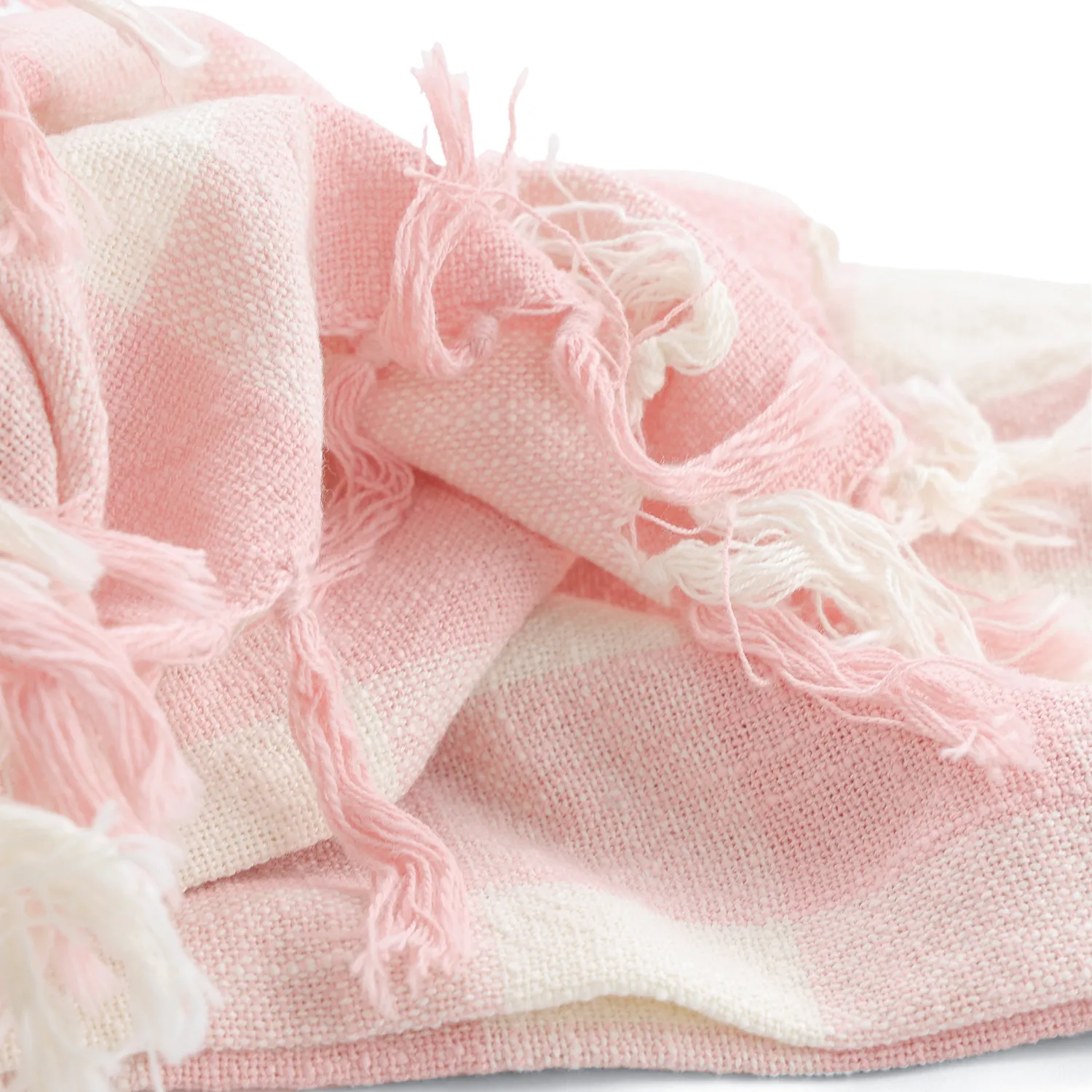 Decken - Isela check cotton throw (cremefarben/rosa)