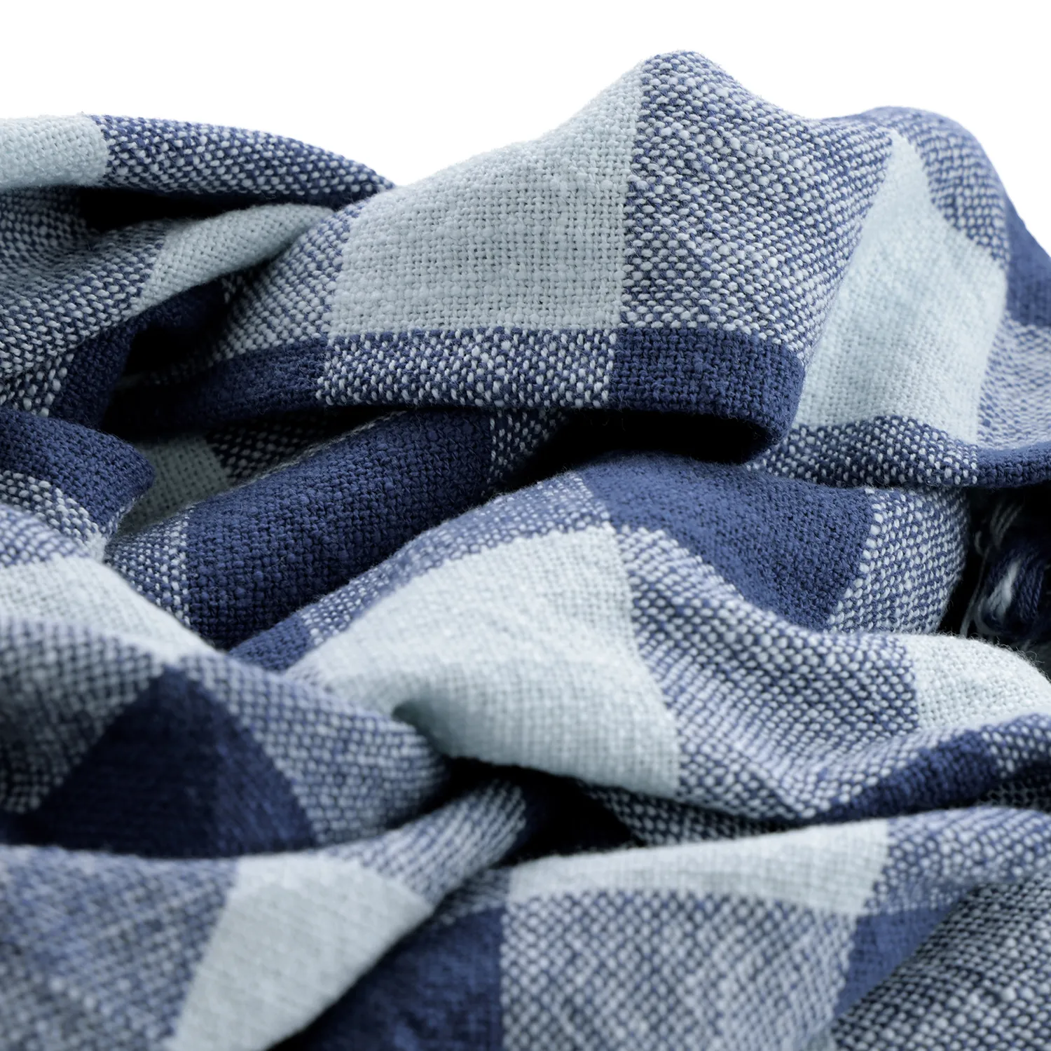 Decken - Isela check cotton throw (marineblau/hellblau)