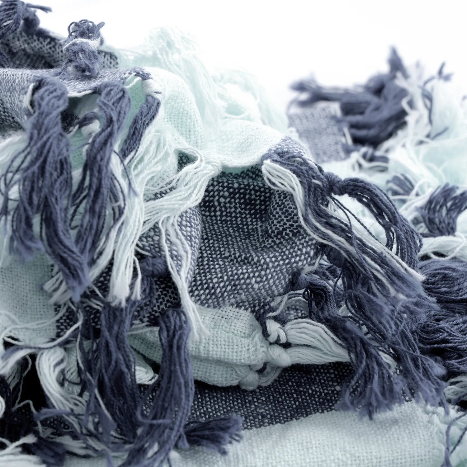 Couvertures - Kora stripe cotton throw (bleu marine/bleu clair)