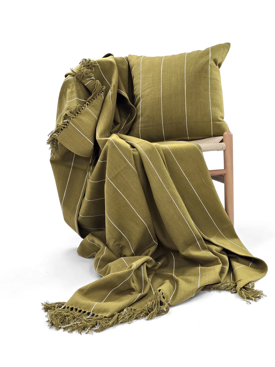 Housse de coussin - Martina Stripe (vert/blanc)