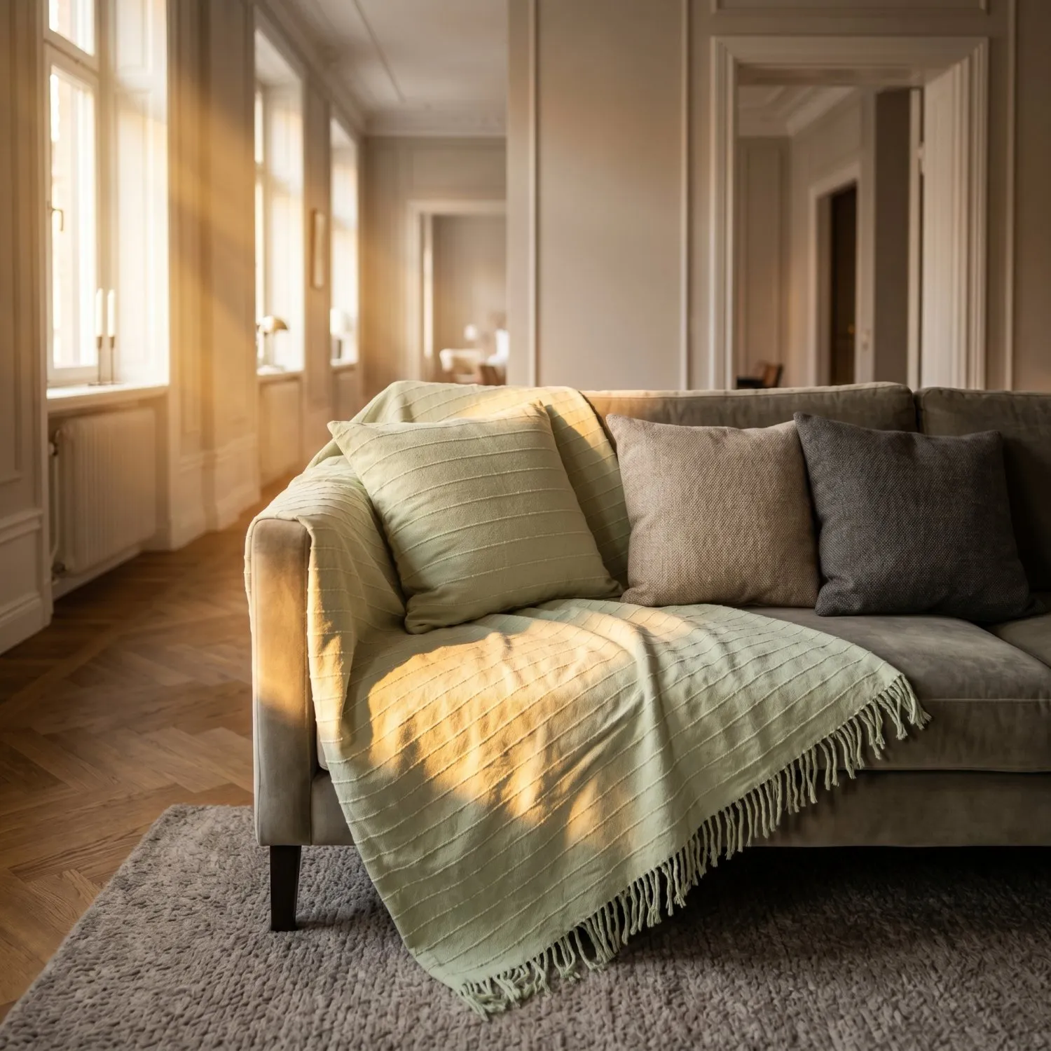 Decken - Nalani cotton throw (hellgrün)