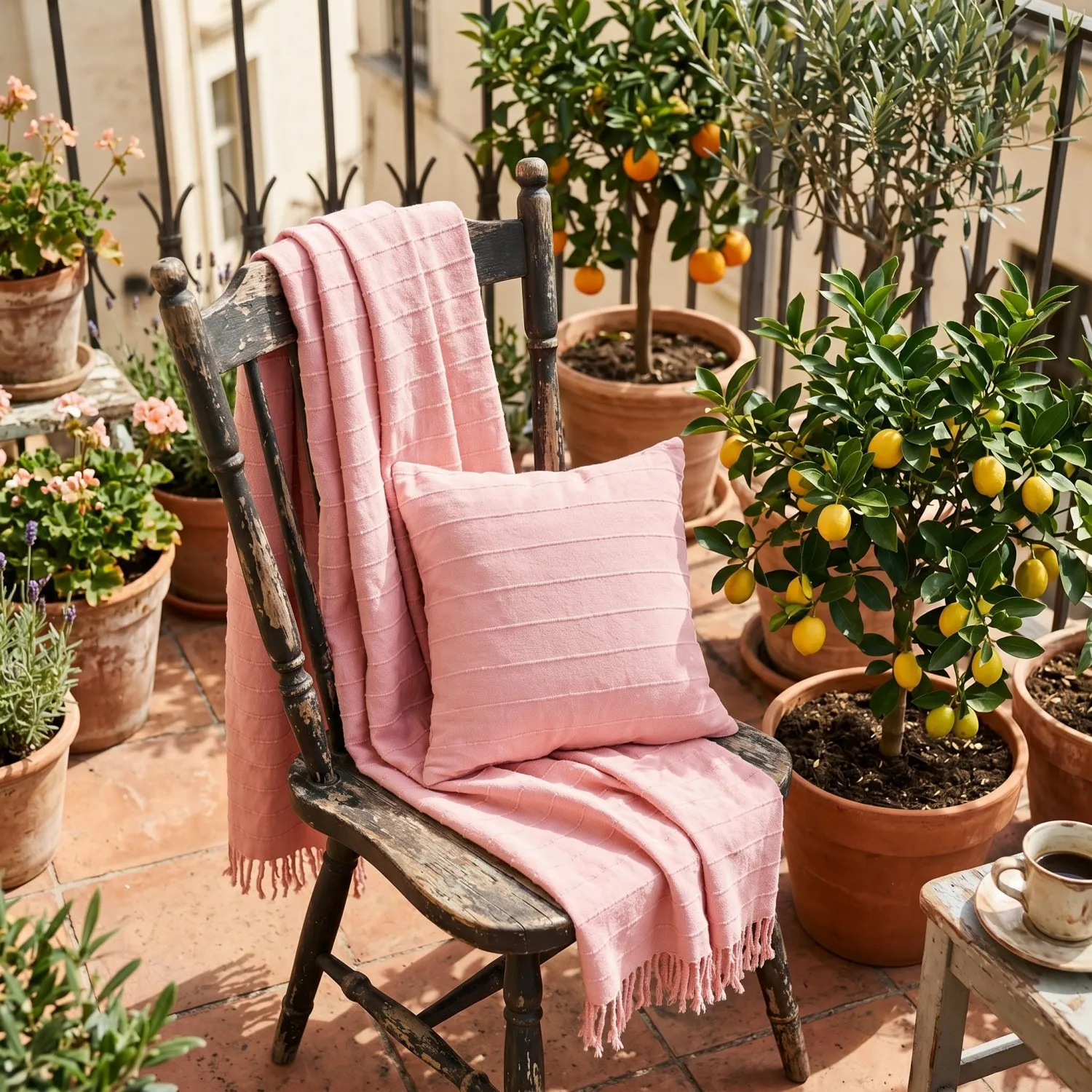 Couvertures - Nalani cotton throw (rose)