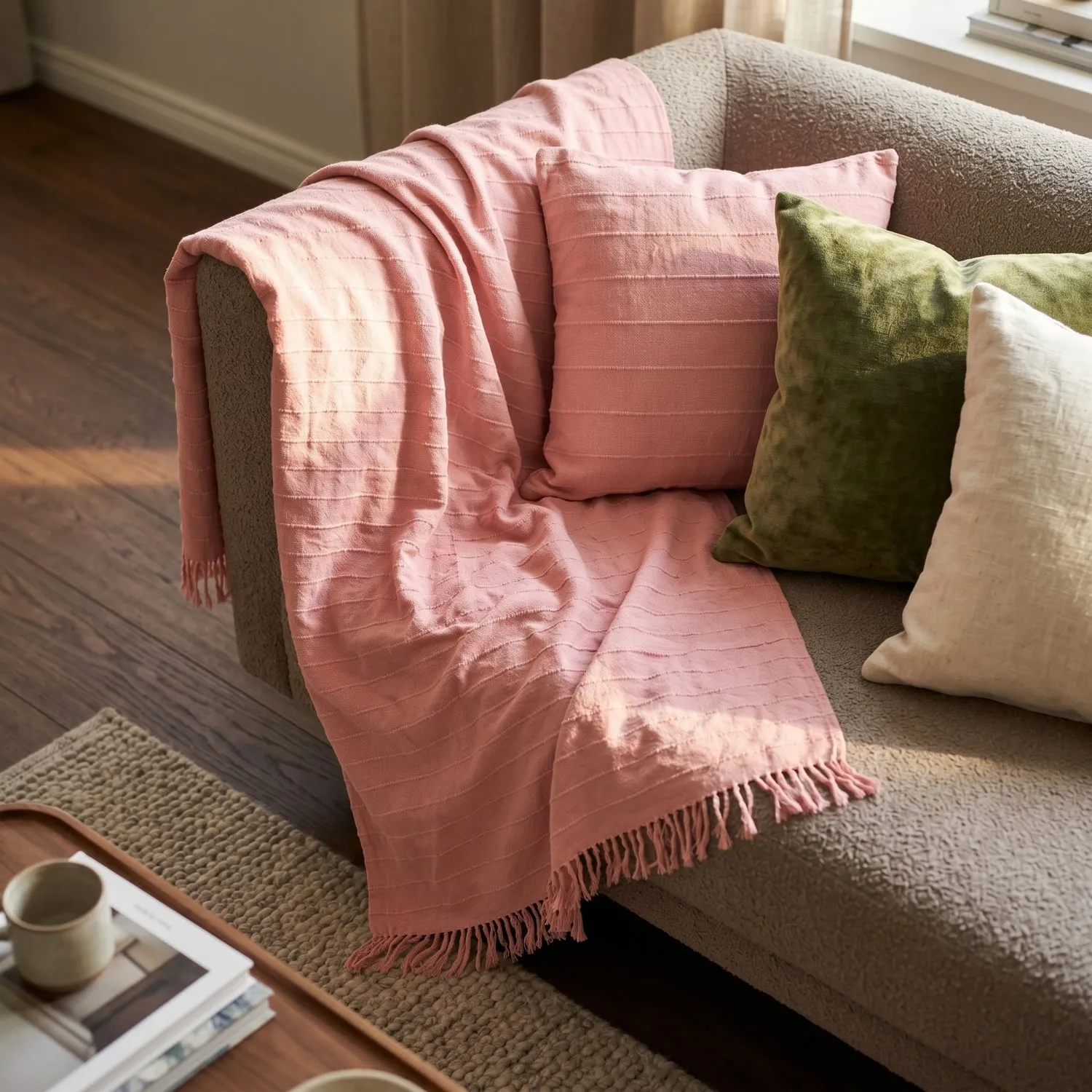 Couvertures - Nalani cotton throw (rose)